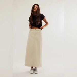 Free People City Slicker Faux Leather Maxi Skirt - Nilla Cream Size 0